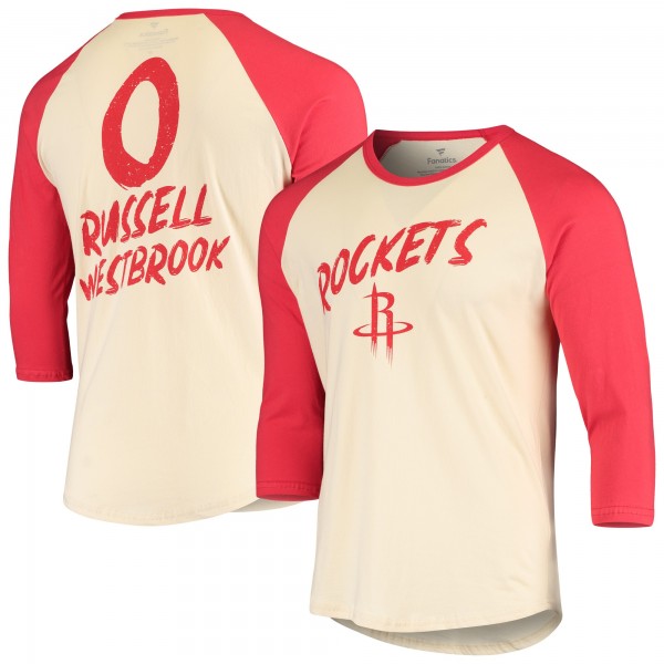 Футболка с рукавом 3/4 Russell Westbrook Houston Rockets Raglan - Cream/Red