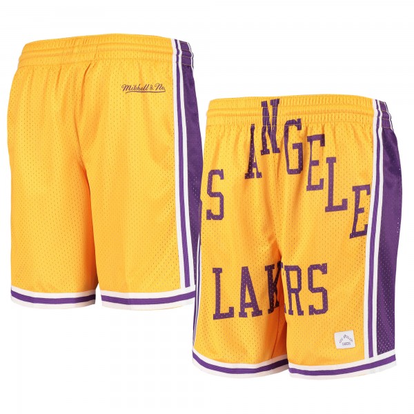 Детские шорты Los Angeles Lakers Hardwood Classics Throwback Big Face Mesh - Gold - атрибутика NBA