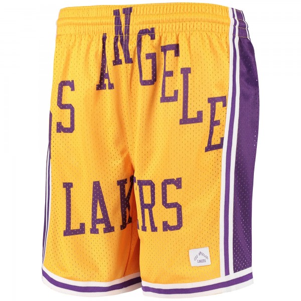 Детские шорты Los Angeles Lakers Hardwood Classics Throwback Big Face Mesh - Gold - атрибутика NBA