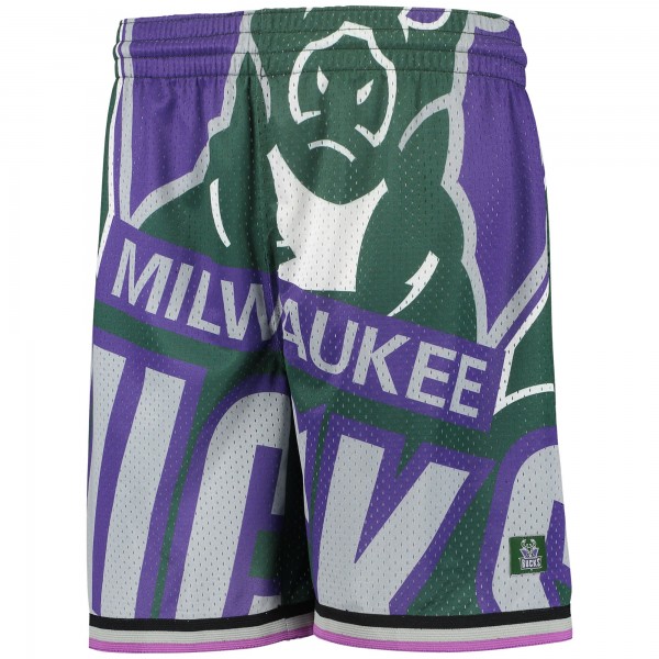 Детские шорты Milwaukee Bucks Hardwood Classics Throwback Big Face Mesh - Green - атрибутика NBA