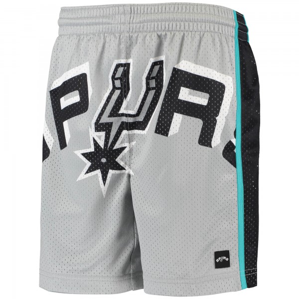 Детские шорты San Antonio Spurs Hardwood Classics Throwback Big Face Mesh - Gray - атрибутика NBA