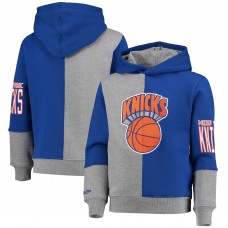 Детская толстовка New York Knicks Mitchell & Ness Hardwood Classics Split Color Fleece - Blue/Heathered Gray
