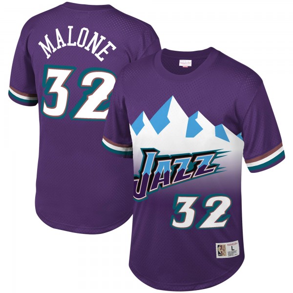 Футболка Karl Malone Utah Jazz Mitchell & Ness Mesh - Purple