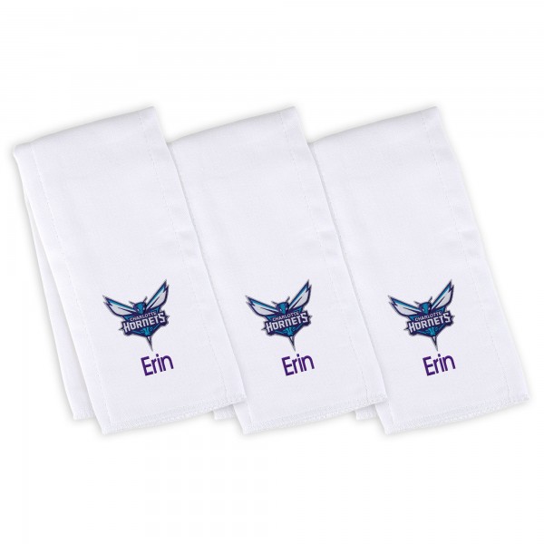 3 именных салфетки - слюнявчика Charlotte Hornets Infant - White