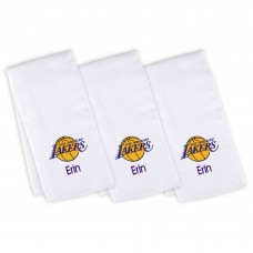 3 именных салфетки - слюнявчика Los Angeles Lakers Infant - White