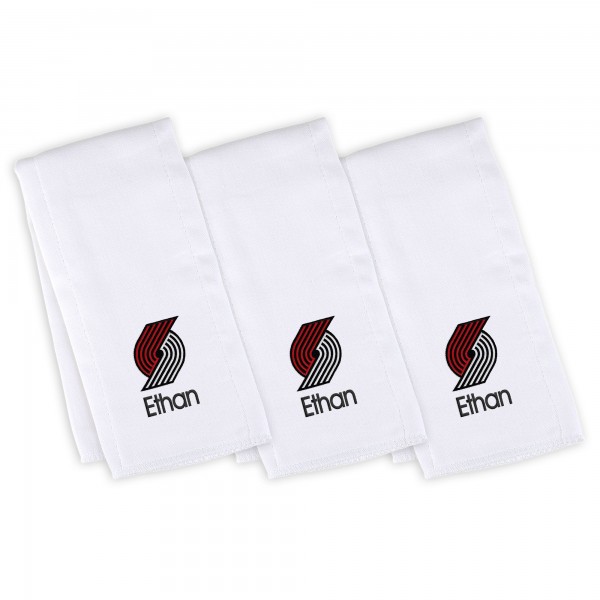 3 именных салфетки - слюнявчика Portland Trail Blazers Infant - White