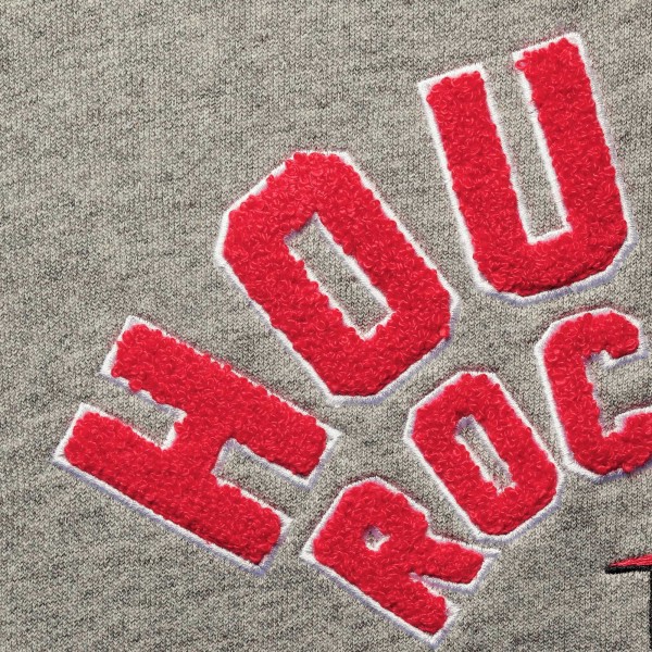 Толстовка флисовая Houston Rockets New Era French Terry Chenille - Heathered Gray - фирменная одежда NBA