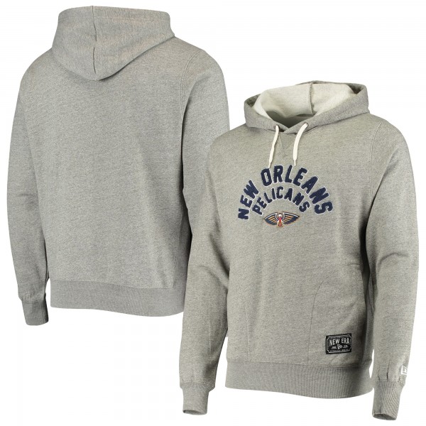 Толстовка флисовая New Orleans Pelicans New Era French Terry Chenille - Heathered Gray - фирменная одежда NBA