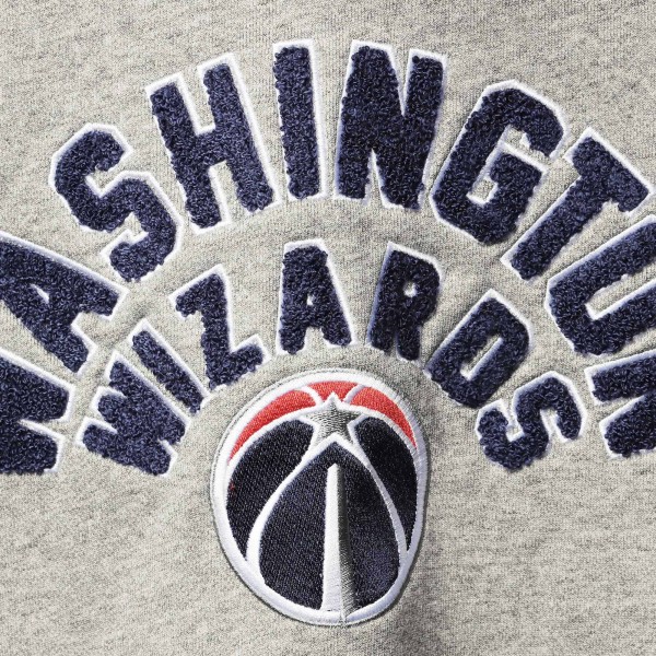 Толстовка флисовая Washington Wizards New Era French Terry Chenille - Heathered Gray - фирменная одежда NBA