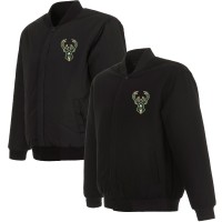 Куртка на кнопках Milwaukee Bucks JH Design Reversible Front Embroidered Wool - Black