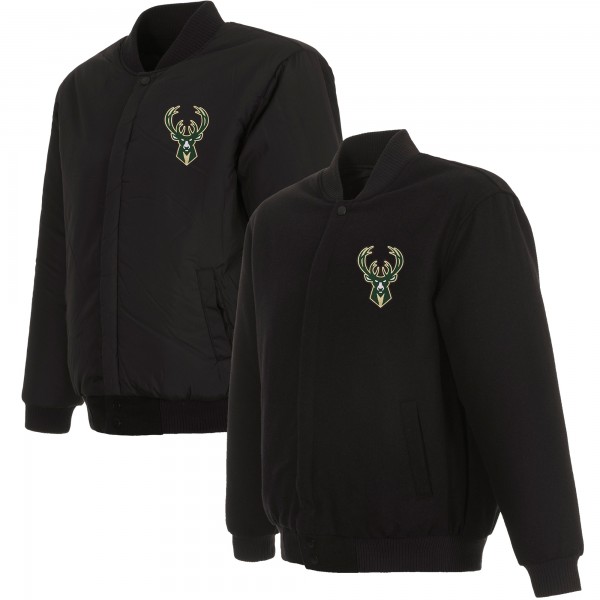 Куртка на кнопках Milwaukee Bucks JH Design Reversible Front Embroidered Wool - Black