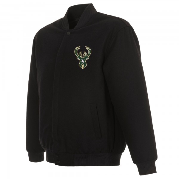 Куртка на кнопках Milwaukee Bucks JH Design Reversible Front Embroidered Wool - Black