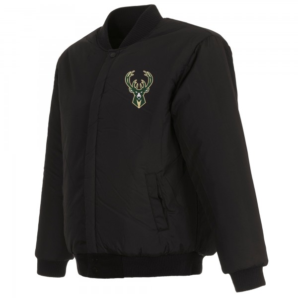 Куртка на кнопках Milwaukee Bucks JH Design Reversible Front Embroidered Wool - Black