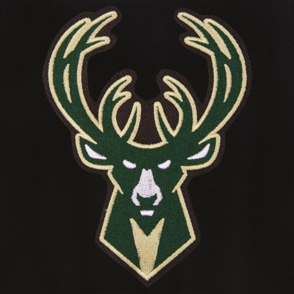 Куртка на кнопках Milwaukee Bucks JH Design Reversible Front Embroidered Wool - Black