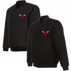 Куртка на кнопках Chicago Bulls JH Design Black Reversible Embroidered Wool