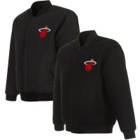 Куртка на кнопках Miami Heat JH Design Black Reversible Front Embroidered Wool