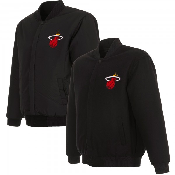 Куртка на кнопках Miami Heat JH Design Black Reversible Front Embroidered Wool