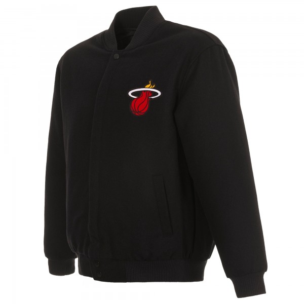 Куртка на кнопках Miami Heat JH Design Black Reversible Front Embroidered Wool