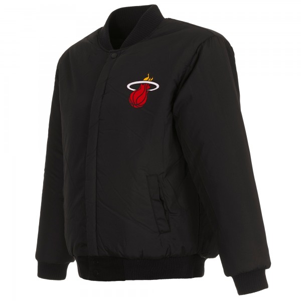 Куртка на кнопках Miami Heat JH Design Black Reversible Front Embroidered Wool