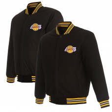 Бомбер Los Angeles Lakers JH Design Reversible Embroidered Wool - Black