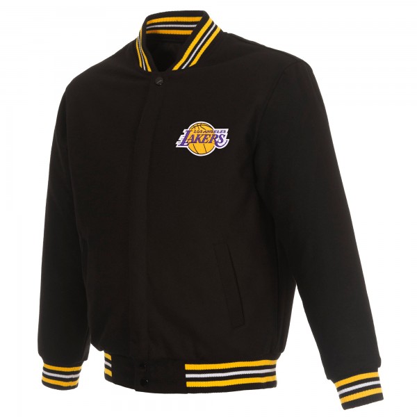 Бомбер Los Angeles Lakers JH Design Reversible Embroidered Wool - Black