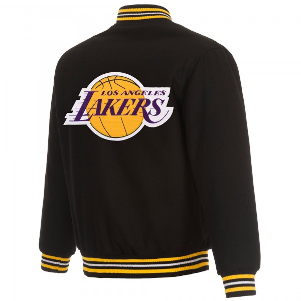 Бомбер Los Angeles Lakers JH Design Reversible Embroidered Wool - Black