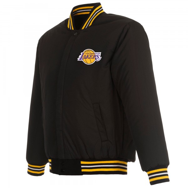 Бомбер Los Angeles Lakers JH Design Reversible Embroidered Wool - Black