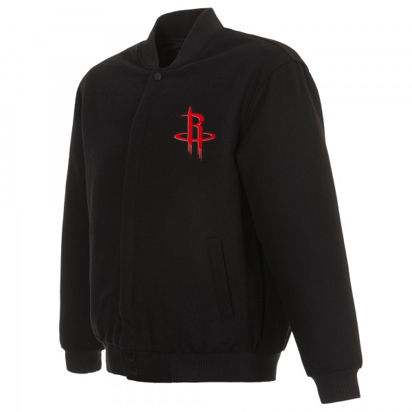 Куртка на кнопках Houston Rockets JH Design Reversible Front Embroidered Wool - Black