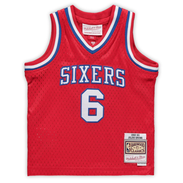 Джерси для малыша Philadelphia 76ers Julius Erving Mitchell & Ness Red 1982/83 Hardwood Classics Retired