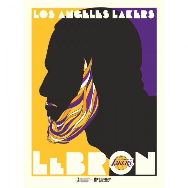 Los Angeles Lakers LeBron James Phenom Gallery Limited Edition 18 x 24 Push Glass Serigraph Poster Art Print