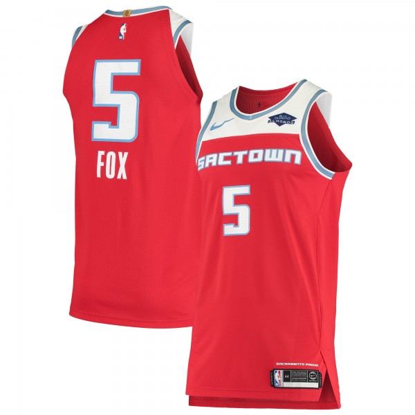 Игровая джерси DeAaron Fox Sacramento Kings Nike Authentic Badge - City Edition - Red