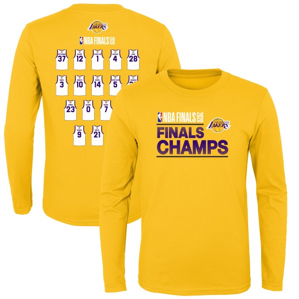 Детская футболка с длинным рукавом Los Angeles Lakers 2020 NBA Finals Champions Roster - Gold