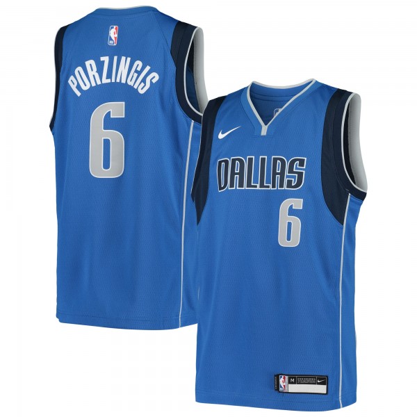 Детская игровая майка Kristaps Porzingis Dallas Mavericks Nike 2020/21 Swingman - Icon Edition - Blue - баскетбольная джерси NBA