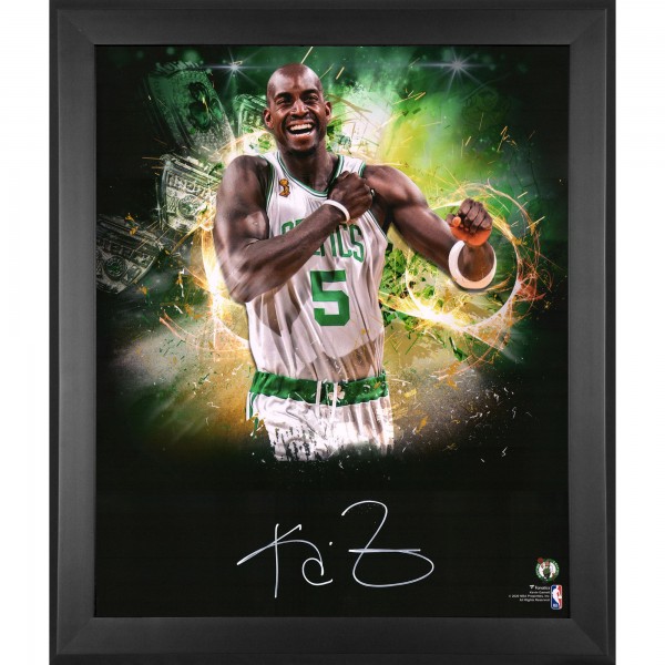 Autographed Boston Celtics Kevin Garnett Fanatics Authentic Framed 20 x 24 2008 NBA Champion In Focus Photograph