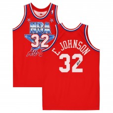 Игровая джерси Magic Johnson Los Angeles Lakers Fanatics Authentic Autographed Red Mitchell and Ness 1991 All-Star Game Authentic