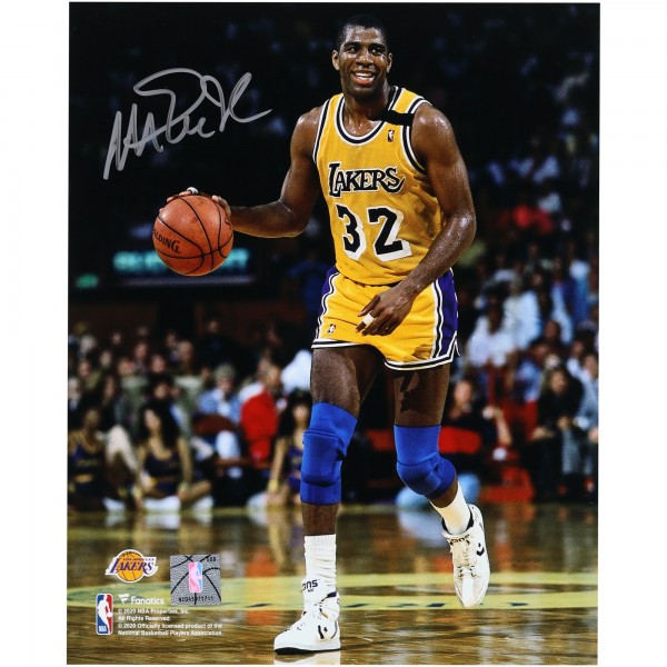 Magic Johnson Los Angeles Lakers Autographed Fanatics Authentic 8 x 10 Dribbling In Gold Photograph