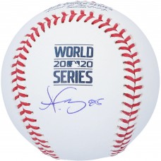 Autographed Los Angeles Dodgers Dustin May Fanatics Authentic 2020 MLB World Series Champions World Series Logo Baseball