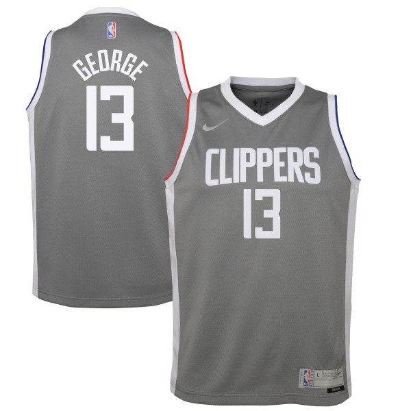 Игровая форма  Paul George LA Clippers Nike Youth 2020/21 Swingman Player Gray - Earned Edition