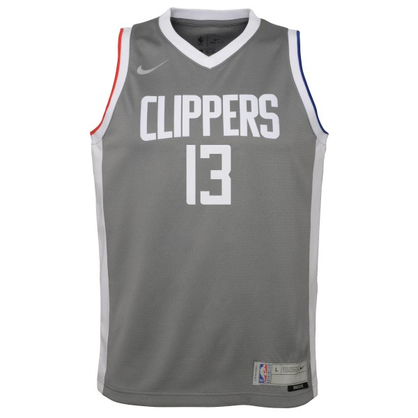 Игровая форма  Paul George LA Clippers Nike Youth 2020/21 Swingman Player Gray - Earned Edition
