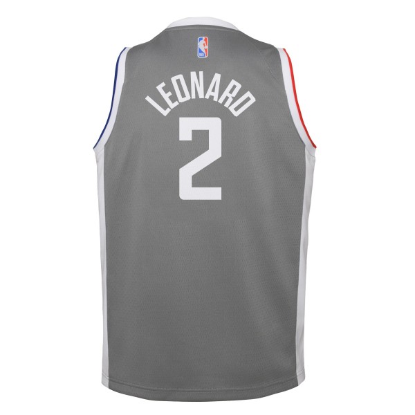 Детская игровая майка Kawhi Leonard LA Clippers Nike 2020/21 Swingman Gray - Earned Edition - баскетбольная джерси NBA
