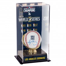 Autographed Los Angeles Dodgers Dustin May Fanatics Authentic 2020 World Series Baseball and 2020 World Series Champions Sublimated Display Case