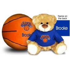 New York Knicks 10 Personalized Plush Bear & Basketball Set - Royal