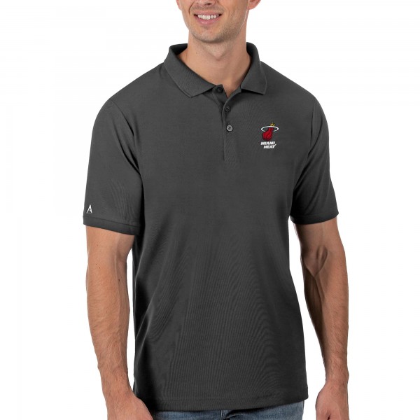 Miami Heat Antigua Gray Legacy Pique Polo