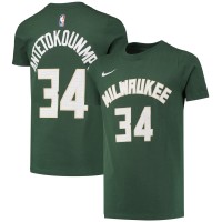 Именная футболка Giannis Antetokounmpo Milwaukee Bucks Nike Youth Logo Performance - Hunter Green