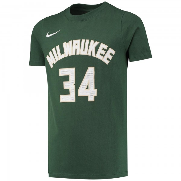 Именная футболка Giannis Antetokounmpo Milwaukee Bucks Nike Youth Logo Performance - Hunter Green