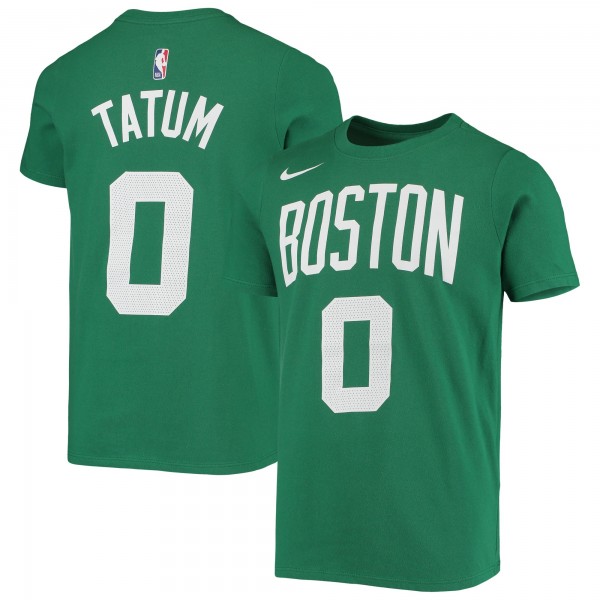 Подростковая Boston Celtics Jayson Tatum Nike Kelly Green Logo Name & Number Performance T-Shirt