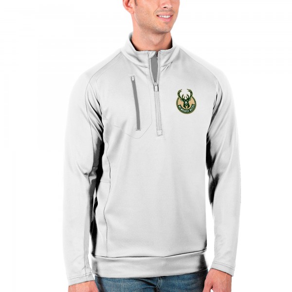 Толстовка на короткой молнии Milwaukee Bucks Antigua Generation - White
