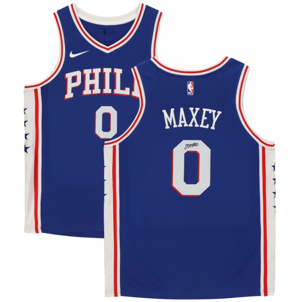 Autographed Philadelphia 76ers Tyrese Maxey Fanatics Authentic Blue Icon Nike Swingman Jersey
