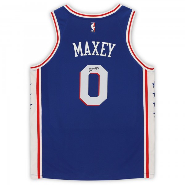 Autographed Philadelphia 76ers Tyrese Maxey Fanatics Authentic Blue Icon Nike Swingman Jersey