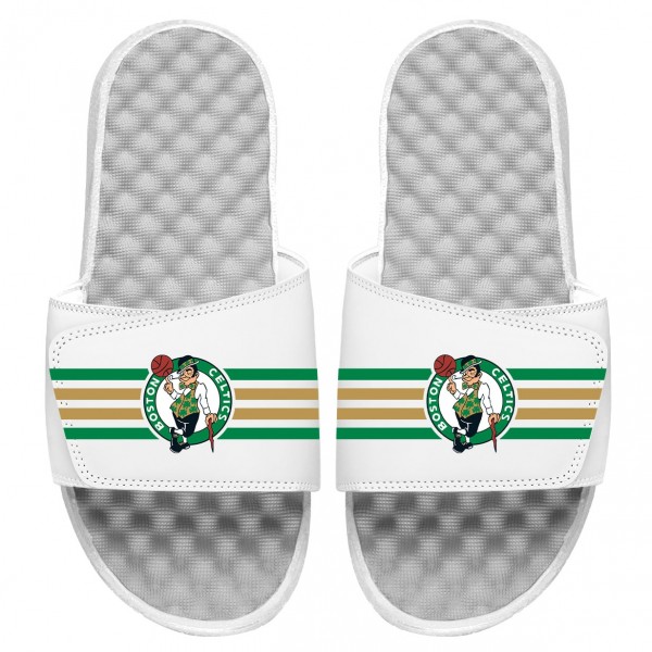 Шлепки Boston Celtics ISlide Stripes - White